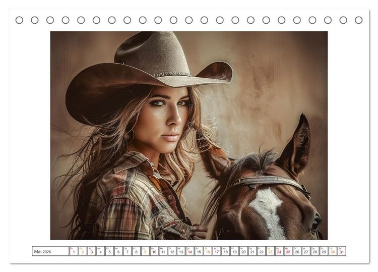 Produktbild: Sattel und Sinnlichkeit - Begegnungen mit den Verf&uuml;hrerischen Cowgirls (Tischkalender 2026 DIN A5 quer), CALVENDO Monatskalender