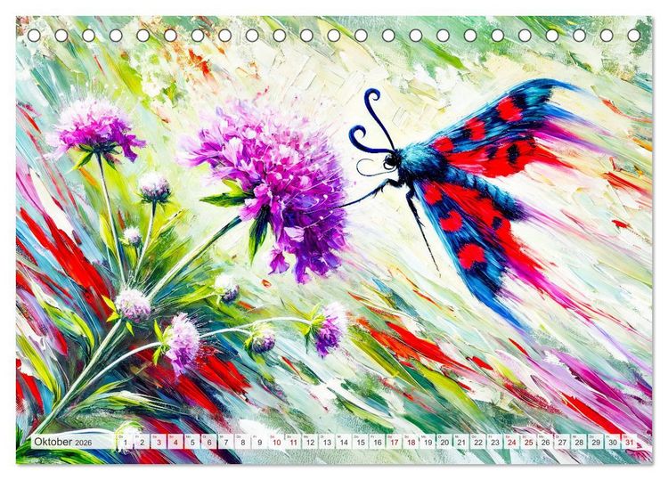 Produktbild: Schmetterlinge und ihre Blumenfreunde in lebhaften Farben (Tischkalender 2026 DIN A5 quer), CALVENDO Monatskalender