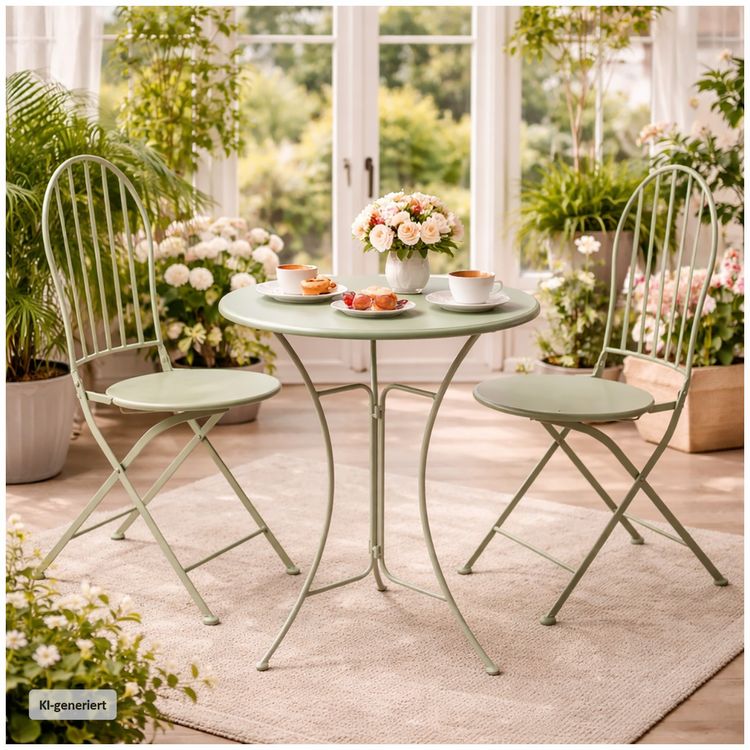 HTI-Living Bistro Sitzgruppe Metall Tisch mit 2 Stühlen Balkon Set Gartenmöbel kaufen