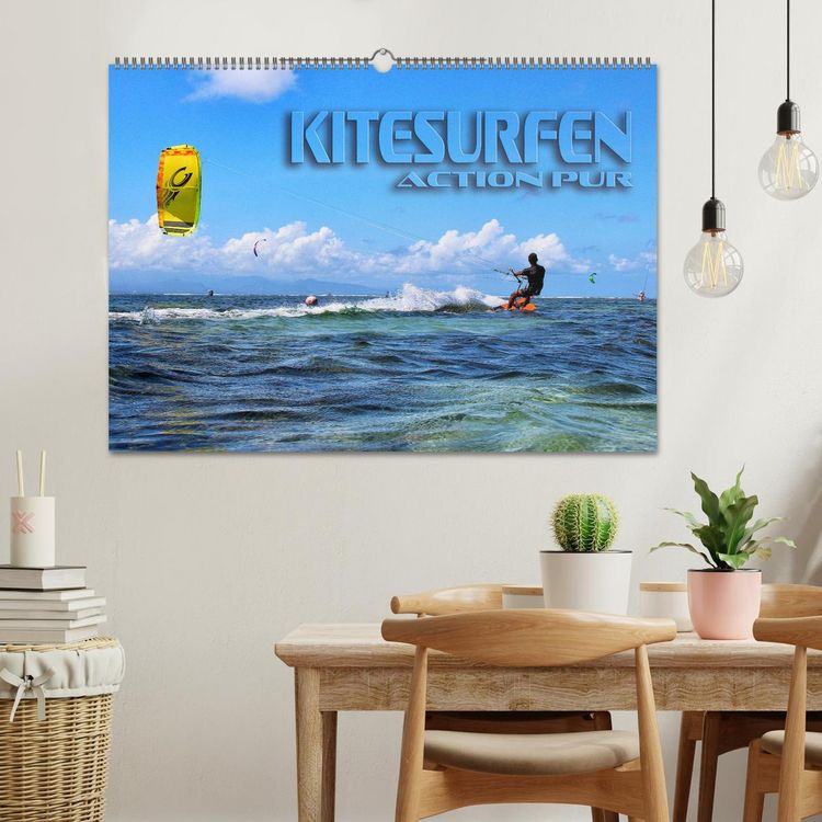 Produktbild: Kitesurfen - Action pur (Wandkalender 2026 DIN A2 quer), CALVENDO Monatskalender