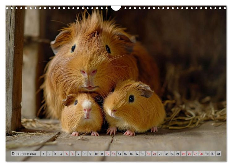 Produktbild: Guinea Pigs with Happy Squeal (Wall Calendar 2026 DIN A3 landscape), CALVENDO 12 Month Wall Calendar