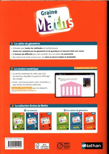 Produktbild: Graine de maths : cahier de g&eacute;om&eacute;trie CM2 cycle 3, ann&eacute;e 2