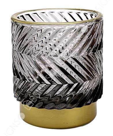 Produktbild: Trendfleur Windlicht auf Goldfuß, Glas