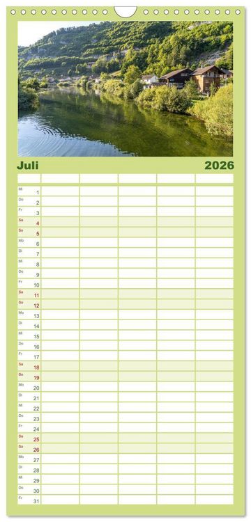 Produktbild: Familienplaner 2026 - Schweiz - Saint-Ursanne mit 5 Spalten (Wandkalender, 21 x 45 cm) CALVENDO