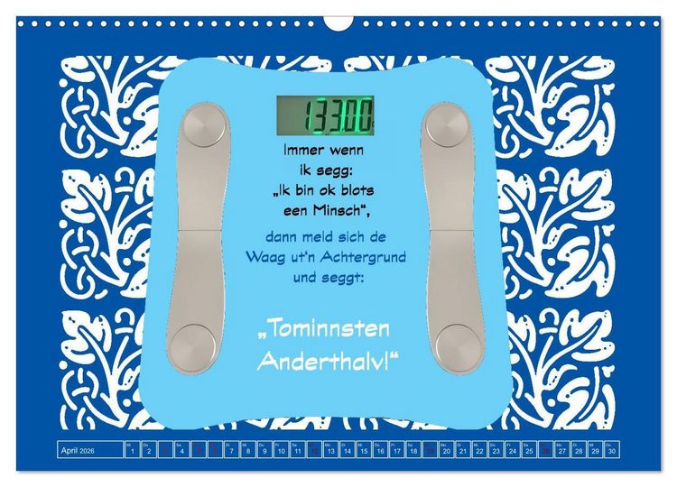 Produktbild: Plattd&uuml;tsche Cartoons (Wandkalender 2026 DIN A3 quer), CALVENDO Monatskalender
