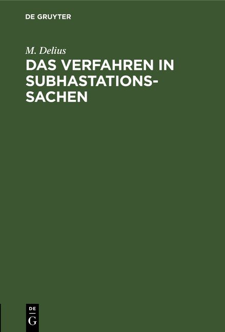 Produktbild: Das Verfahren in Subhastationssachen