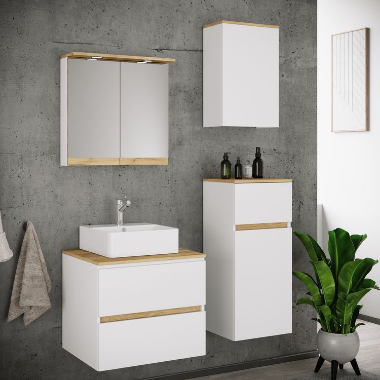 Produktbild: 5 tlg. Badm&ouml;bel-Set mit Waschbecken Cosila-A 60 cm