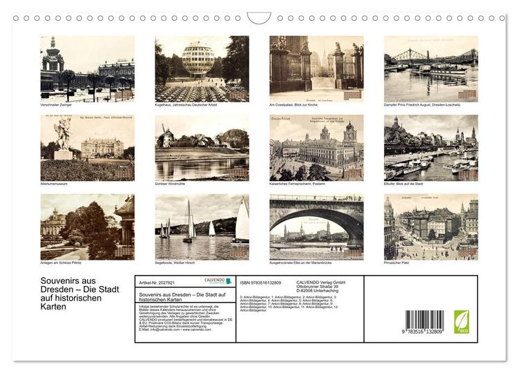 Produktbild: Souvenirs aus Dresden &ndash; Die Stadt auf historischen Karten (Wandkalender 2026 DIN A3 quer), CALVENDO Monatskalender