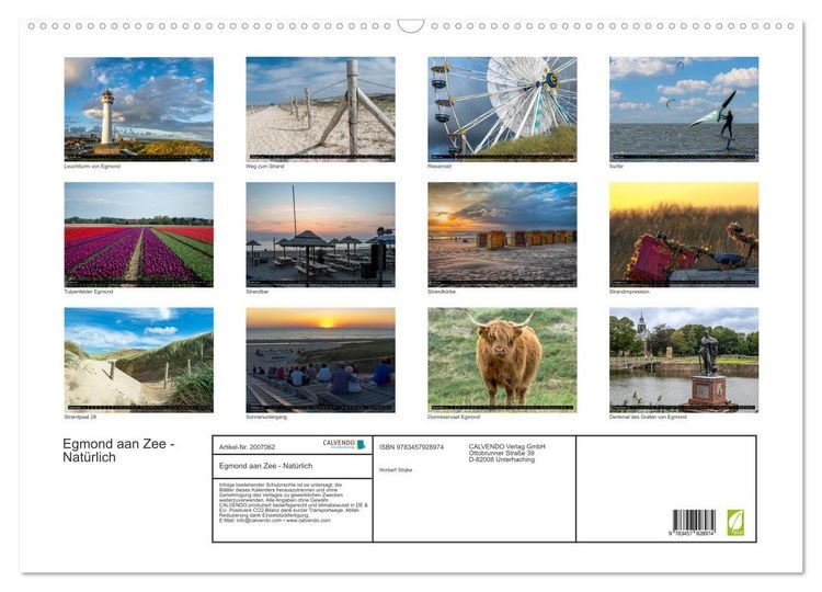 Produktbild: Egmond aan Zee - Nat&uuml;rlich (Wandkalender 2026 DIN A2 quer), CALVENDO Monatskalender