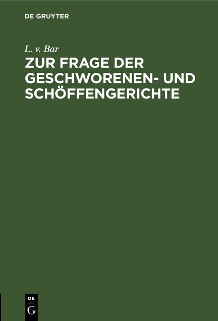 Produktbild: Zur Frage der Geschworenen- und Sch&ouml;ffengerichte