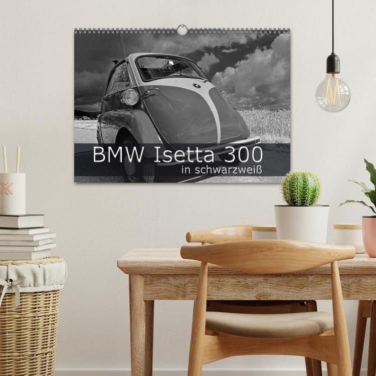 Produktbild: BMW Isetta 300 in schwarzwei&szlig; (Wandkalender 2026 DIN A3 quer), CALVENDO Monatskalender