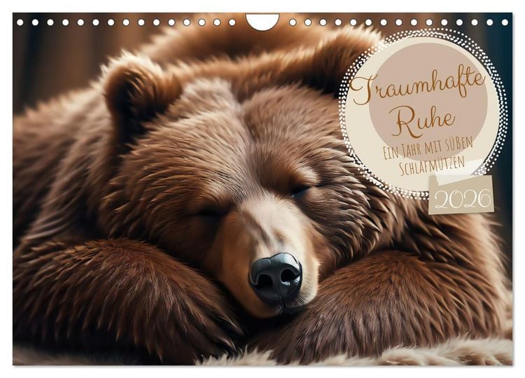 Produktbild: Traumhafte Ruhe - Ein Jahr mit s&uuml;&szlig;en Schlafm&uuml;tzen (Wandkalender 2026 DIN A4 quer), CALVENDO Monatskalender