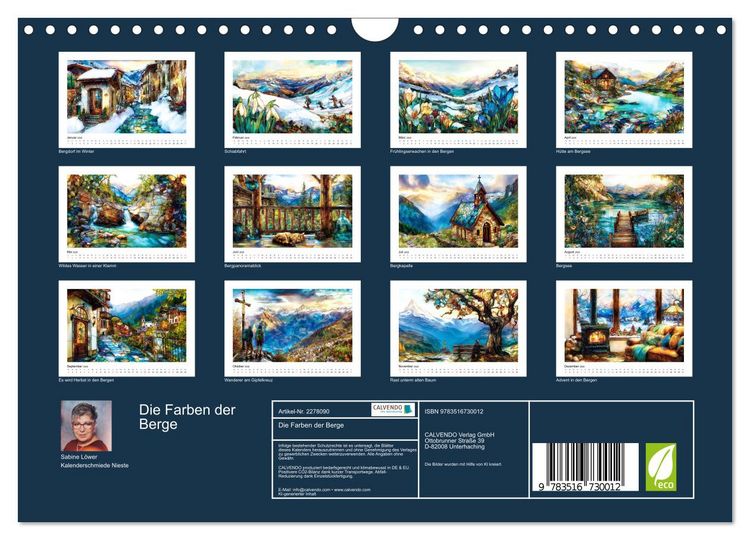 Produktbild: Die Farben der Berge (Wandkalender 2026 DIN A4 quer), CALVENDO Monatskalender