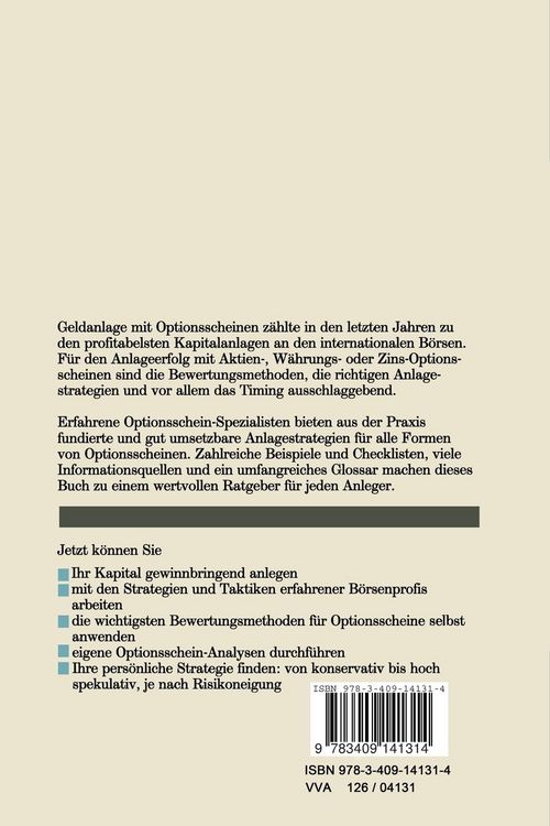 Produktbild: Geldanlage mit Optionsscheinen