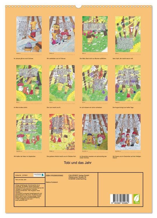 Produktbild: Tobi und das Jahr (hochwertiger Premium Wandkalender 2027 DIN A2 hoch), Kunstdruck in Hochglanz