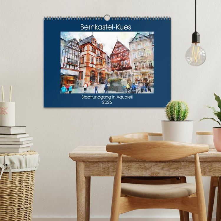 Produktbild: Bernkastel-Kues - Stadtrundgang in Aquarell (Wandkalender 2026 DIN A3 quer), CALVENDO Monatskalender