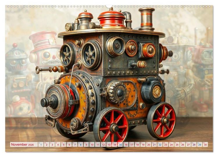 Produktbild: Mechanische Wunderwelten - Ein Jahr mit Steampunk Toys (hochwertiger Premium Wandkalender 2026 DIN A2 quer), Kunstdruck in Hochglanz
