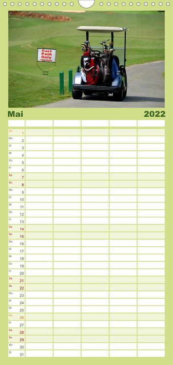Produktbild: Familienplaner Passion Golf (Wandkalender 2022 , 21 cm x 45 cm, hoch)