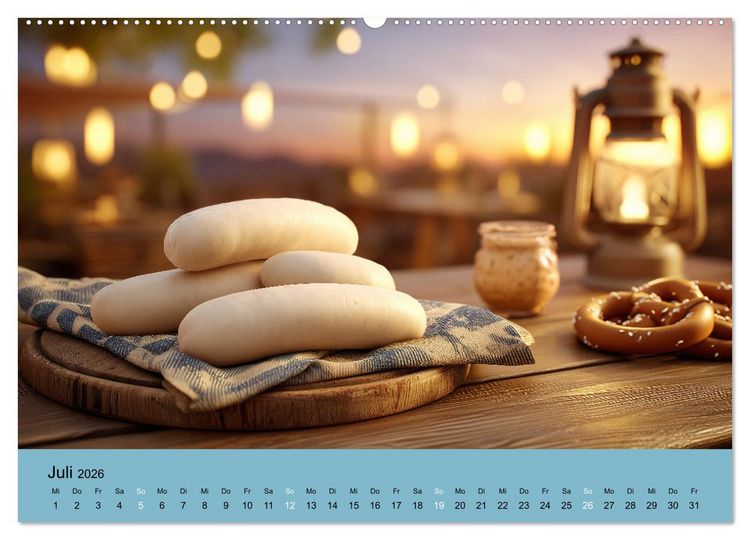 Produktbild: Bayrische Wei&szlig;wurst - Traditioneller K&uuml;chenkalender f&uuml;r Genie&szlig;er (Wandkalender 2026 DIN A2 quer), CALVENDO Monatskalender