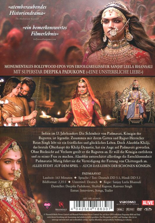 Produktbild: Padmaavat (Deutsche Fassung inkl. Bonus DVD)