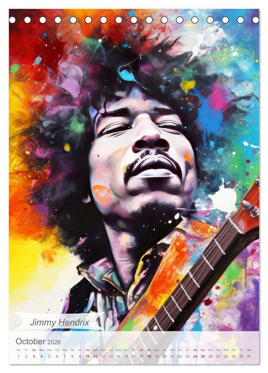 Produktbild: Music legends in magic art (Desk Calendar 2026 DIN A5 portrait), CALVENDO 12 Month DeskCalendar