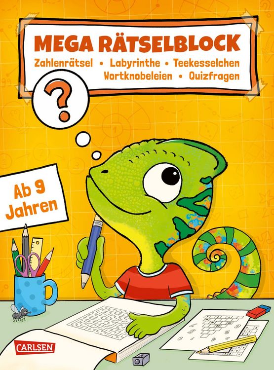 Produktbild: R&auml;tseln f&uuml;r Kinder ab 8: Mega R&auml;tselblock - Zahlenr&auml;tsel, Labyrinthe, Teekesselchen, Wortknobeleien, Quizfragen