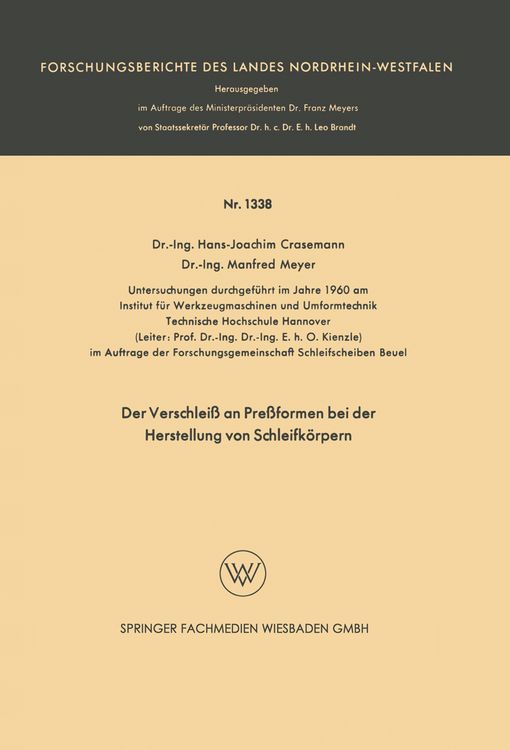 Produktbild: Der Verschlei&szlig; an Pre&szlig;formen bei der Herstellung von Schleifk&ouml;rpern