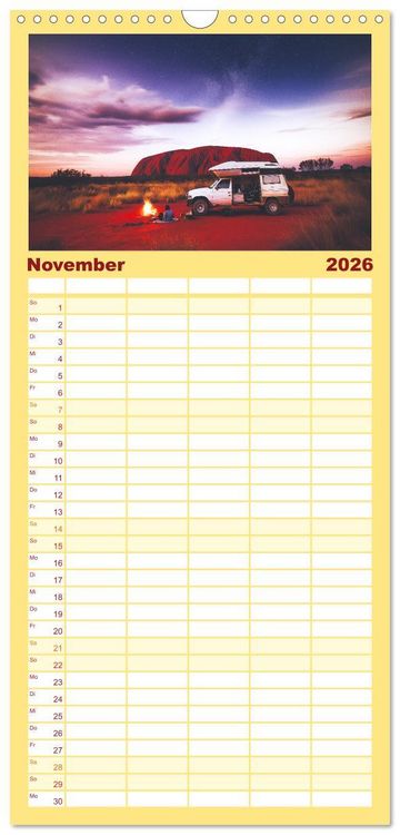 Produktbild: Familienplaner 2026 - Abenteuer Wildcamping - Mit dem Camper um die Welt mit 5 Spalten (Wandkalender, 21 x 45 cm) CALVENDO