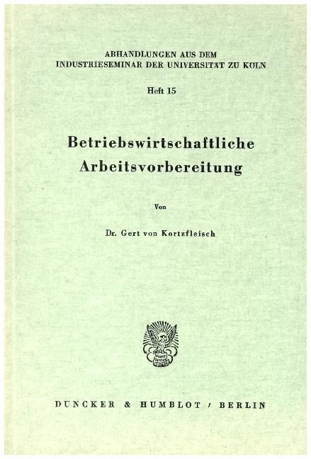 Produktbild: Betriebswirtschaftliche Arbeitsvorbereitung.