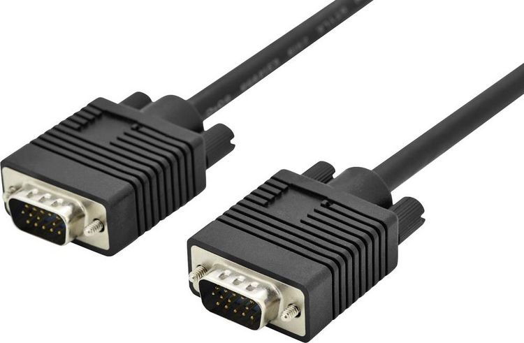 Produktbild: Digitus VGA Anschlusskabel VGA 15pol. Stecker, VGA 15pol. Stecker 5.00 m Schwarz AK-310103-050-S mit Ferritkern, doppelt geschirmt, Rund VGA-Kabel