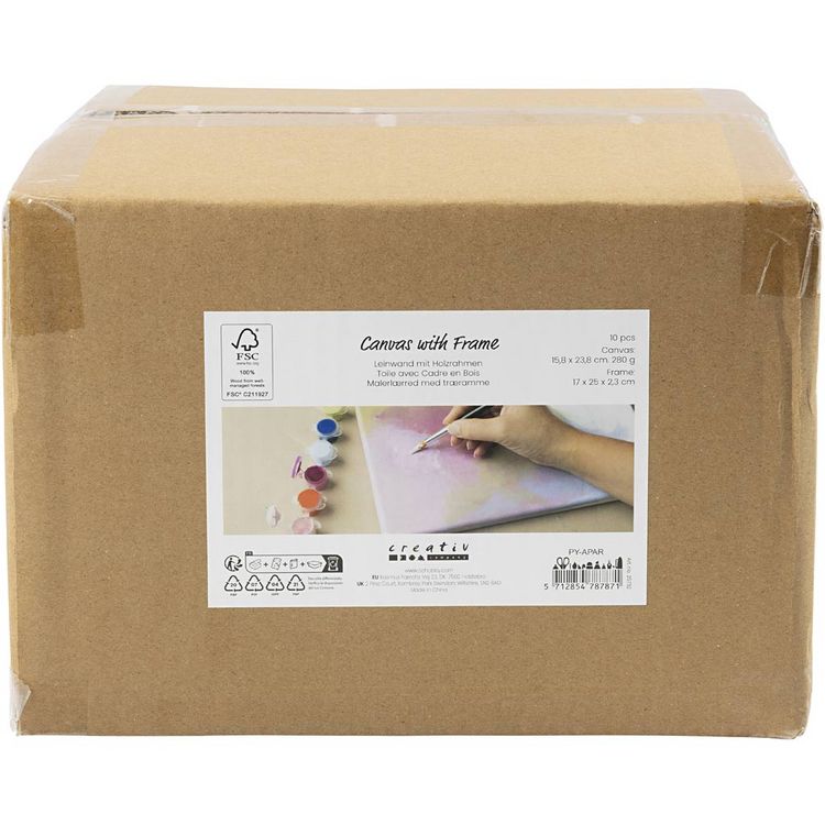 Produktbild: Creativ Company Gespannte Leinwand mit Rahmen, Gr&ouml;&szlig;e 15,8x23,8 cm, 280 g, Wei&szlig;, 10 Stk