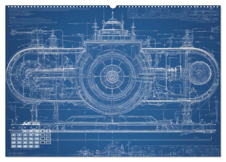 Produktbild: Steampunk - Blaupausen (hochwertiger Premium Wandkalender 2026 DIN A2 quer), Kunstdruck in Hochglanz