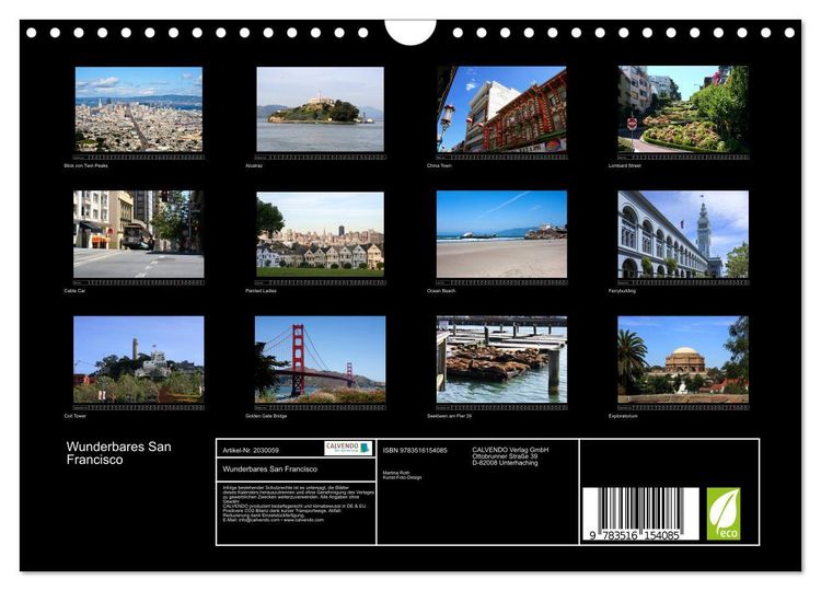 Produktbild: Wunderbares San Francisco (Wandkalender 2026 DIN A4 quer), CALVENDO Monatskalender