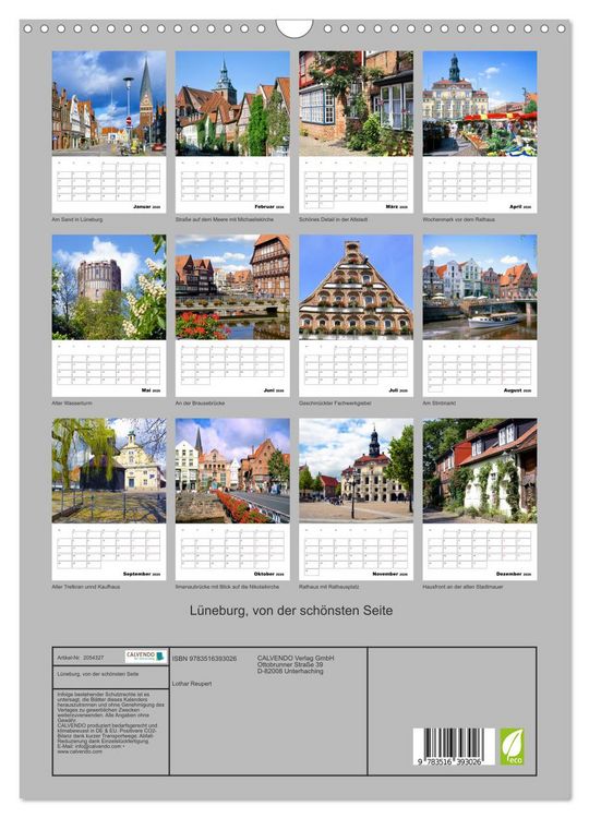 Produktbild: L&uuml;neburg, von der sch&ouml;nsten Seite (Wandkalender 2026 DIN A3 hoch), CALVENDO Monatskalender
