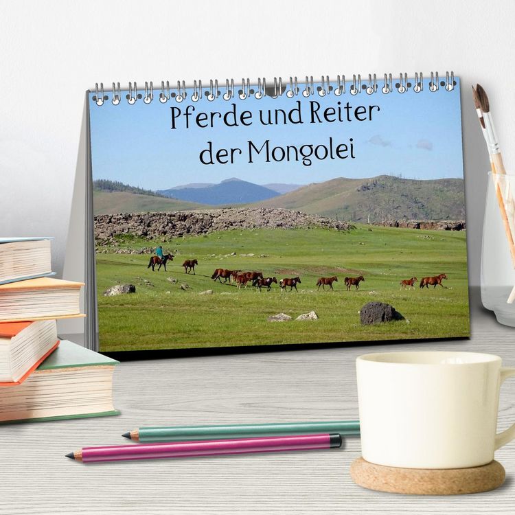 Produktbild: Pferde und Reiter der Mongolei (Tischkalender 2026 DIN A5 quer), CALVENDO Monatskalender