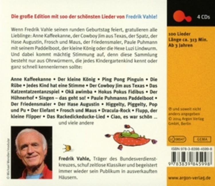 Produktbild: Die 100 schönsten Lieder von Fredrik Vahle