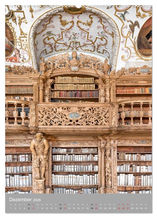 Produktbild: Waldsassen Stiftsbibliothek (hochwertiger Premium Wandkalender 2026 DIN A2 hoch), Kunstdruck in Hochglanz