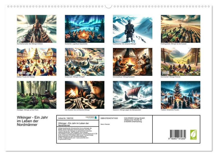 Produktbild: Wikinger - Ein Jahr im Leben der Nordm&auml;nner (hochwertiger Premium Wandkalender 2026 DIN A2 quer), Kunstdruck in Hochglanz