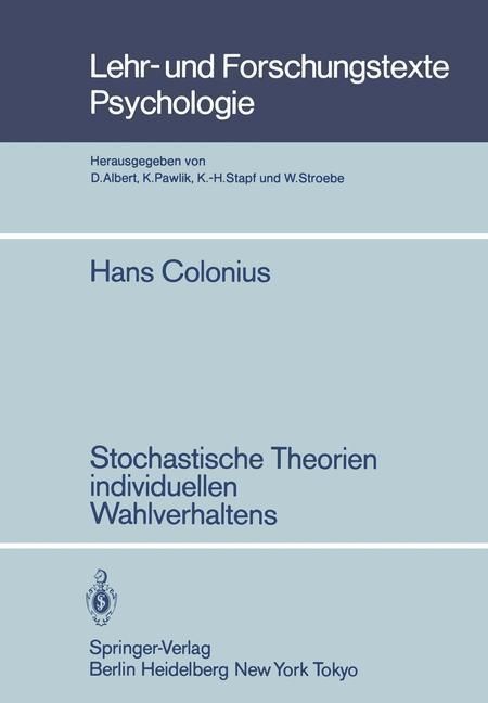Produktbild: Stochastische Theorien individuellen Wahlverhaltens