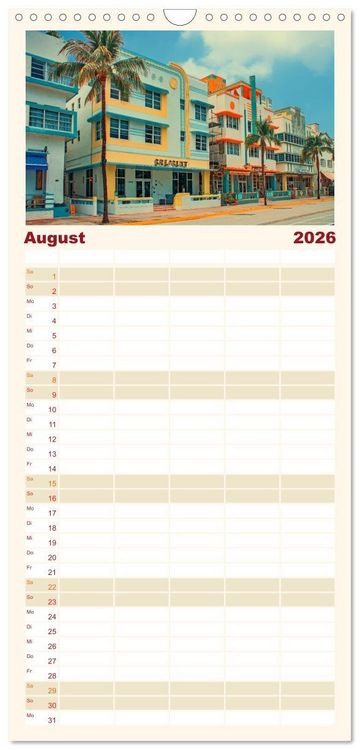 Produktbild: Familienplaner 2026 - Miami - pulsierende Metropole mit 5 Spalten (Wandkalender, 21 x 45 cm) CALVENDO