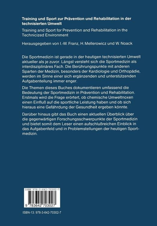 Produktbild: Training und Sport zur Pr&auml;vention und Rehabilitation in der technisierten Umwelt