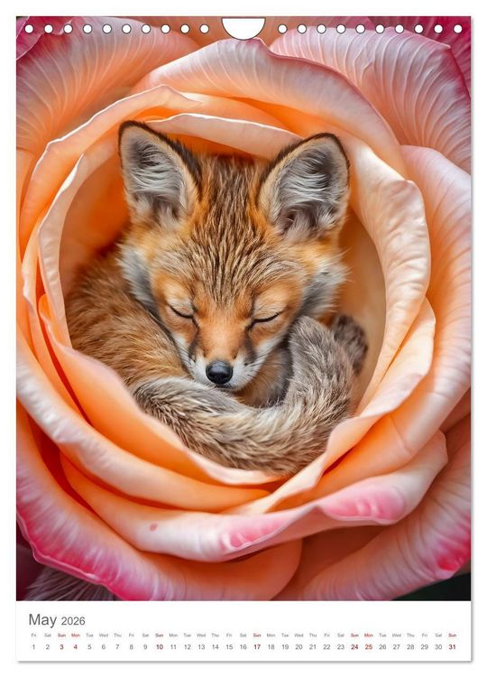 Produktbild: Forest babies asleep in flowers (Wall Calendar 2026 DIN A4 portrait), CALVENDO 12 Month Wall Calendar