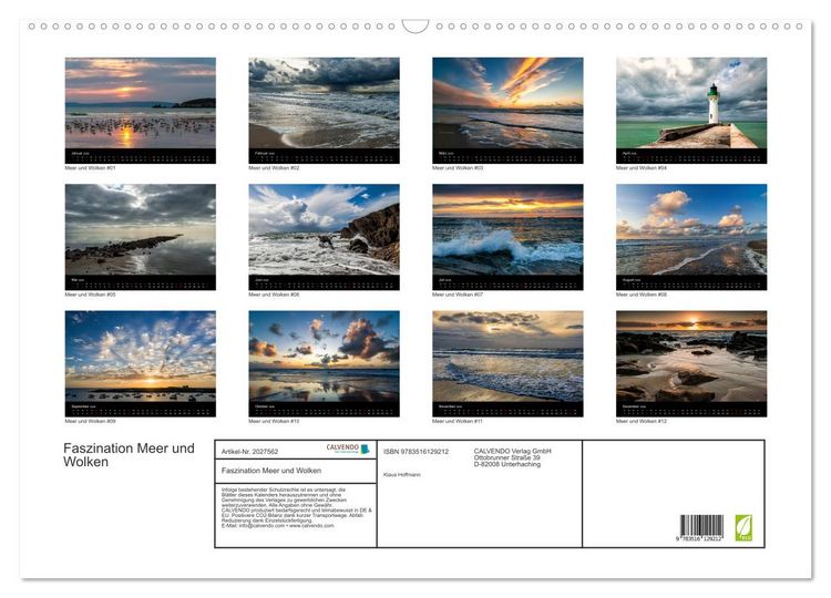 Produktbild: Faszination Meer und Wolken (Wandkalender 2026 DIN A2 quer), CALVENDO Monatskalender