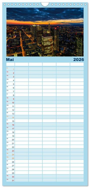 Produktbild: Familienplaner 2026 - Frankfurt am Main - at night mit 5 Spalten (Wandkalender, 21 x 45 cm) CALVENDO