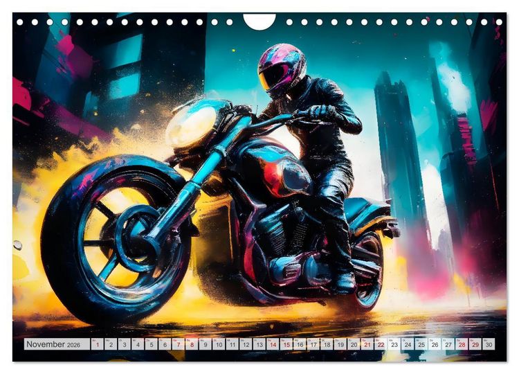 Produktbild: Coole KI-generierte MOTORR&Auml;DER (Wandkalender 2026 DIN A4 quer), CALVENDO Monatskalender