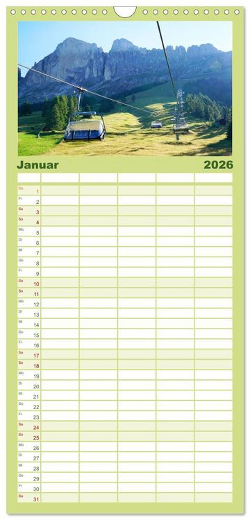 Produktbild: Familienplaner 2026 - Wandern im Rosengarten und Latemar mit 5 Spalten (Wandkalender, 21 x 45 cm) CALVENDO