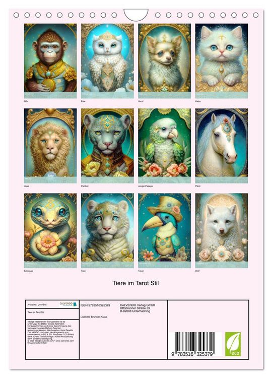 Produktbild: Tiere im Tarot Stil (Wandkalender 2026 DIN A4 hoch), CALVENDO Monatskalender