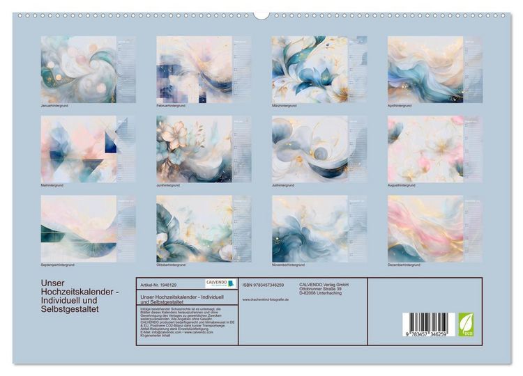 Produktbild: Unser Hochzeitskalender - Individuell und Selbstgestaltet (hochwertiger Premium Wandkalender 2026 DIN A2 quer), Kunstdruck in Hochglanz