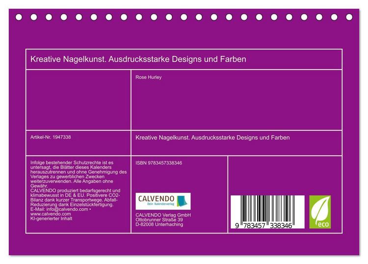 Produktbild: Kreative Nagelkunst. Ausdrucksstarke Designs und Farben (Tischkalender 2026 DIN A5 quer), CALVENDO Monatskalender