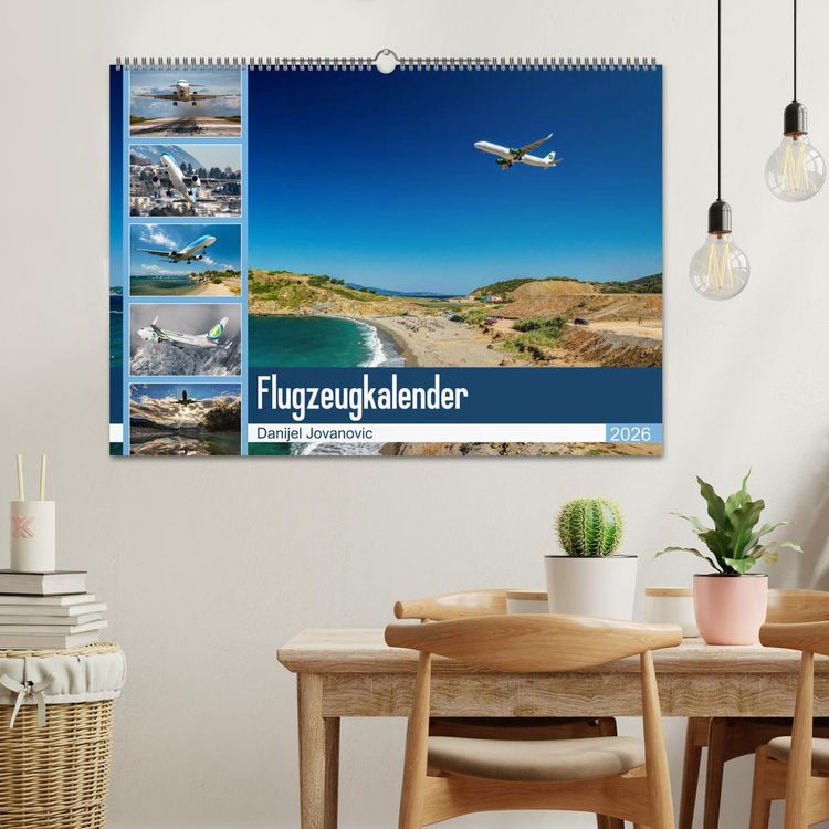 Produktbild: Flugzeugkalender 2026 (Wandkalender 2026 DIN A2 quer), CALVENDO Monatskalender